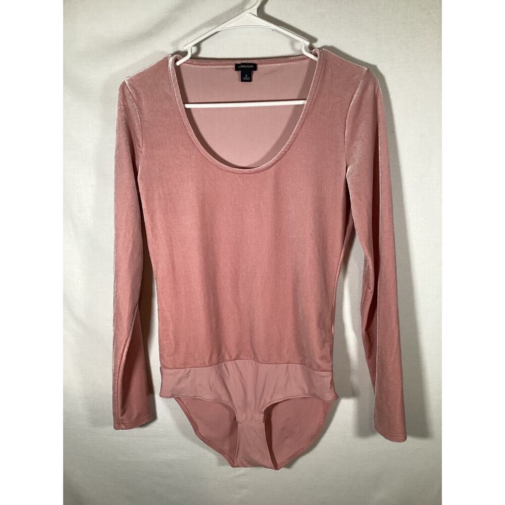 J CREW Stretch Pink Velvet Bodysuit Womens Small Balletcore Preppy